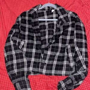 H&M cropped Plaid shacket